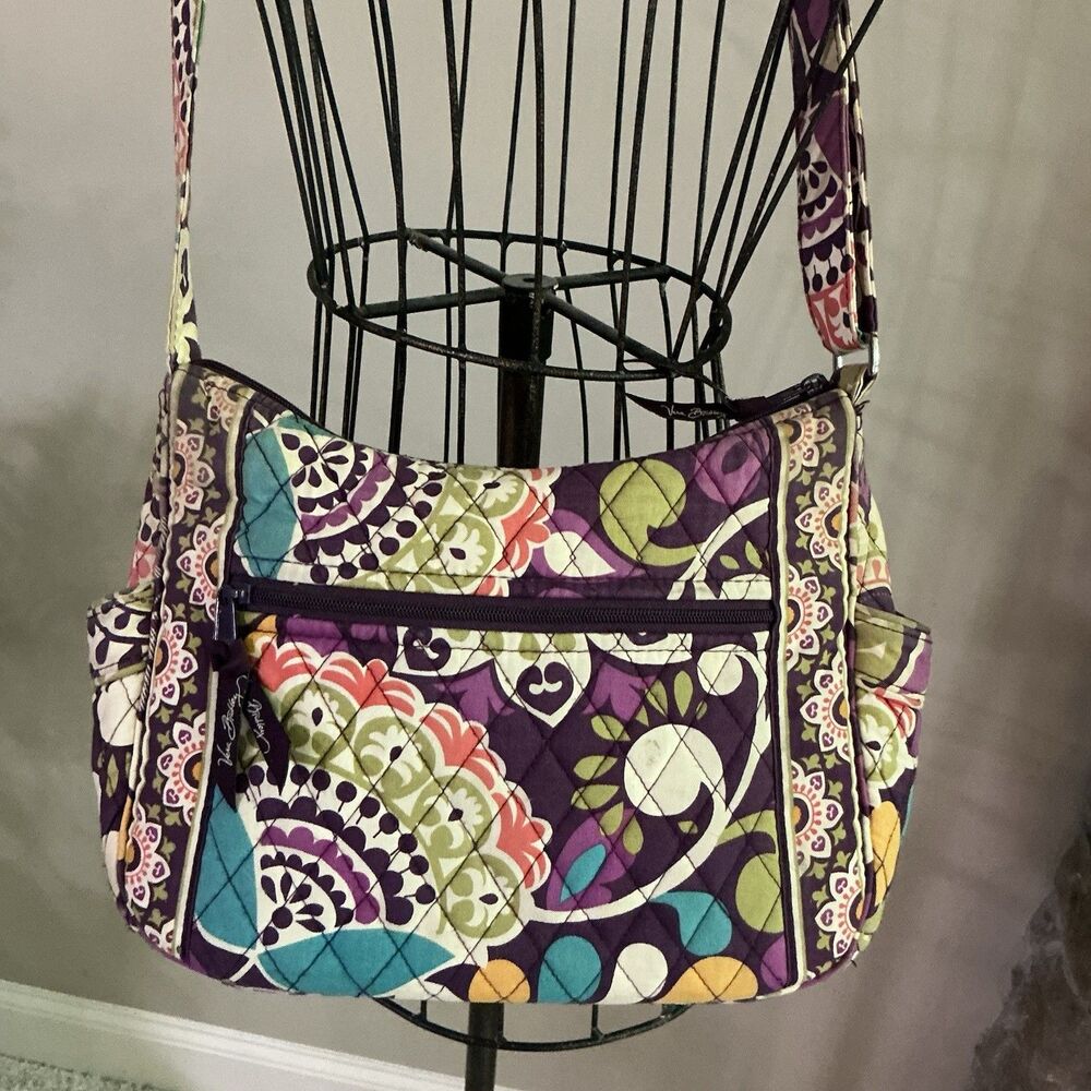 Vera Bradley Piccadilly Plum Paisley Tote Handbag Purse EUC